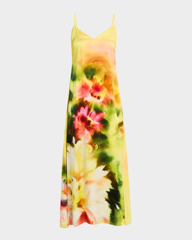 Flavia Tie-Dye Silk Slip Gown